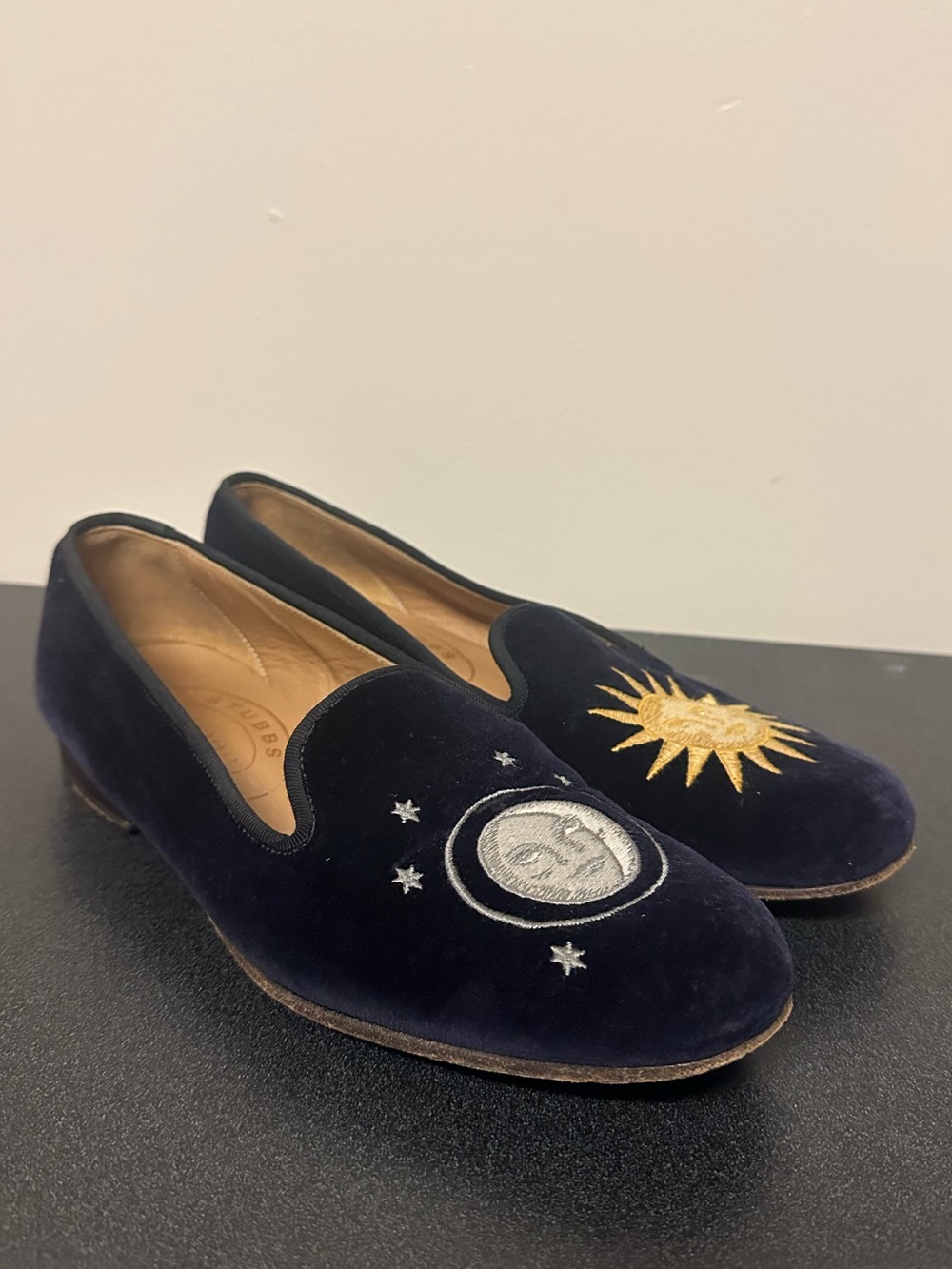 Stubbs & Wootton Stars + Moon Constellation Navy Loafers Size 8.5 Designer